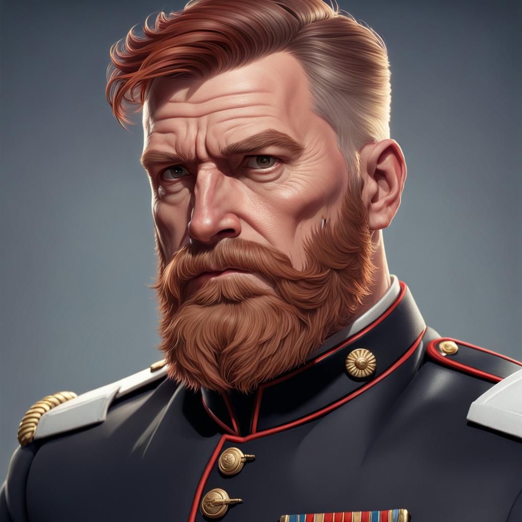 Detailed Portrait of Marine in Uniform, Hyperdetailed Art