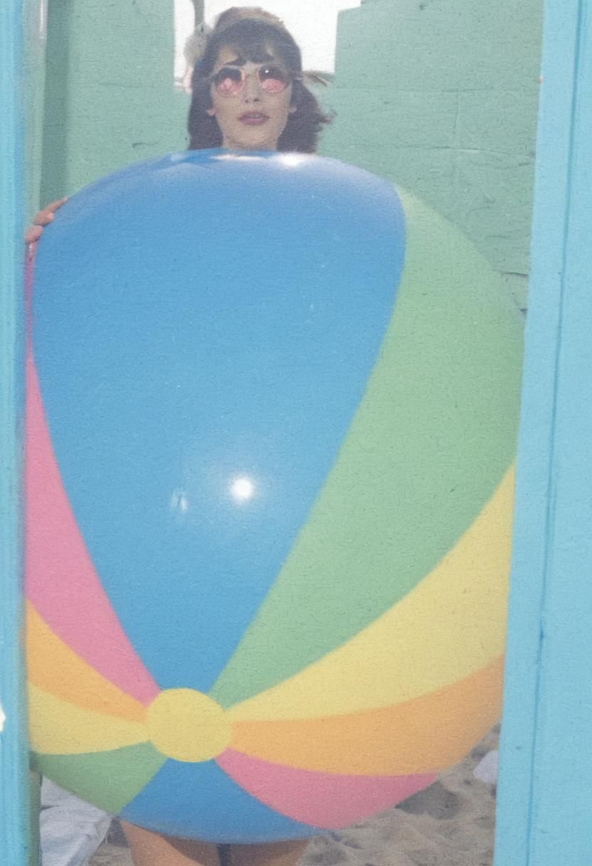 British Woman with Beach Ball in Pop Art Style