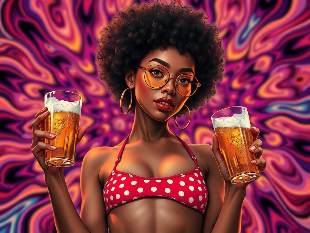 Hyper-Realistic Woman in Psychedelic Splash Art