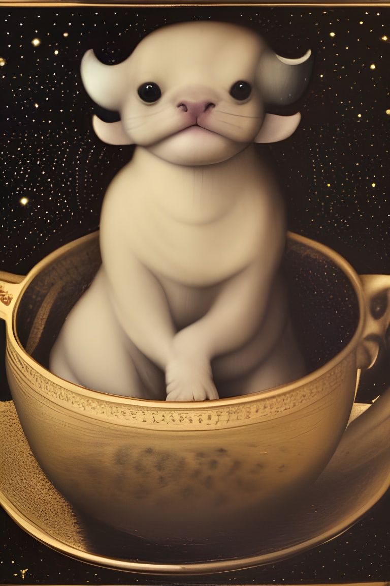 Cute Animal in Teacup: 3D Stumpwork Art