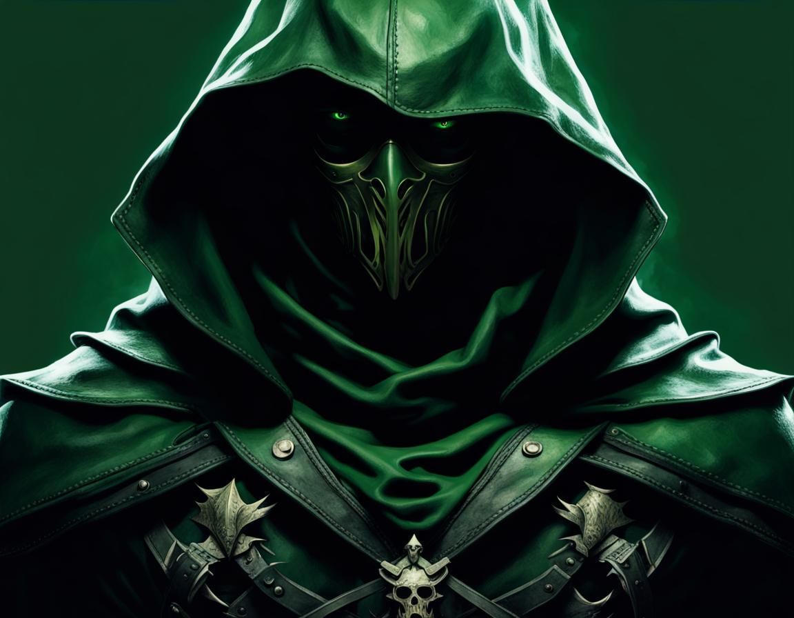 Gothic Green Assassin in Shadow