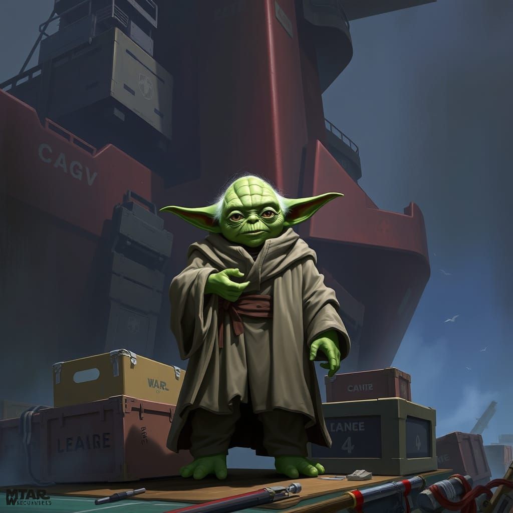 Yoda in Sci-Fi Cargo Ship Concept Art