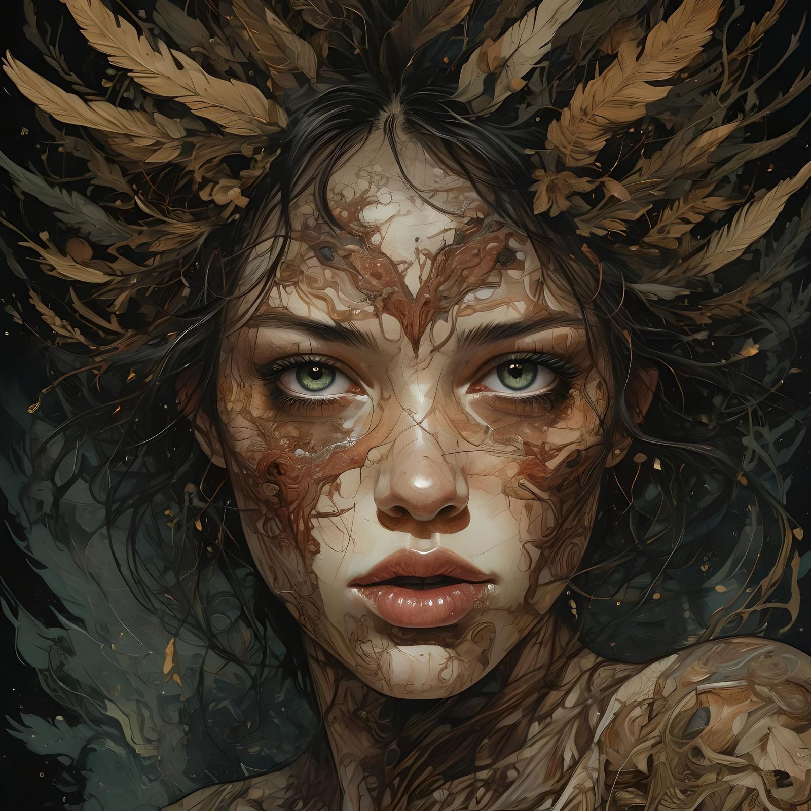 Confident Figure Emerges from Darkness in Intricate Detail