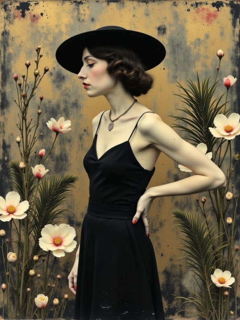 Art Deco Floral in Textured Impasto Style