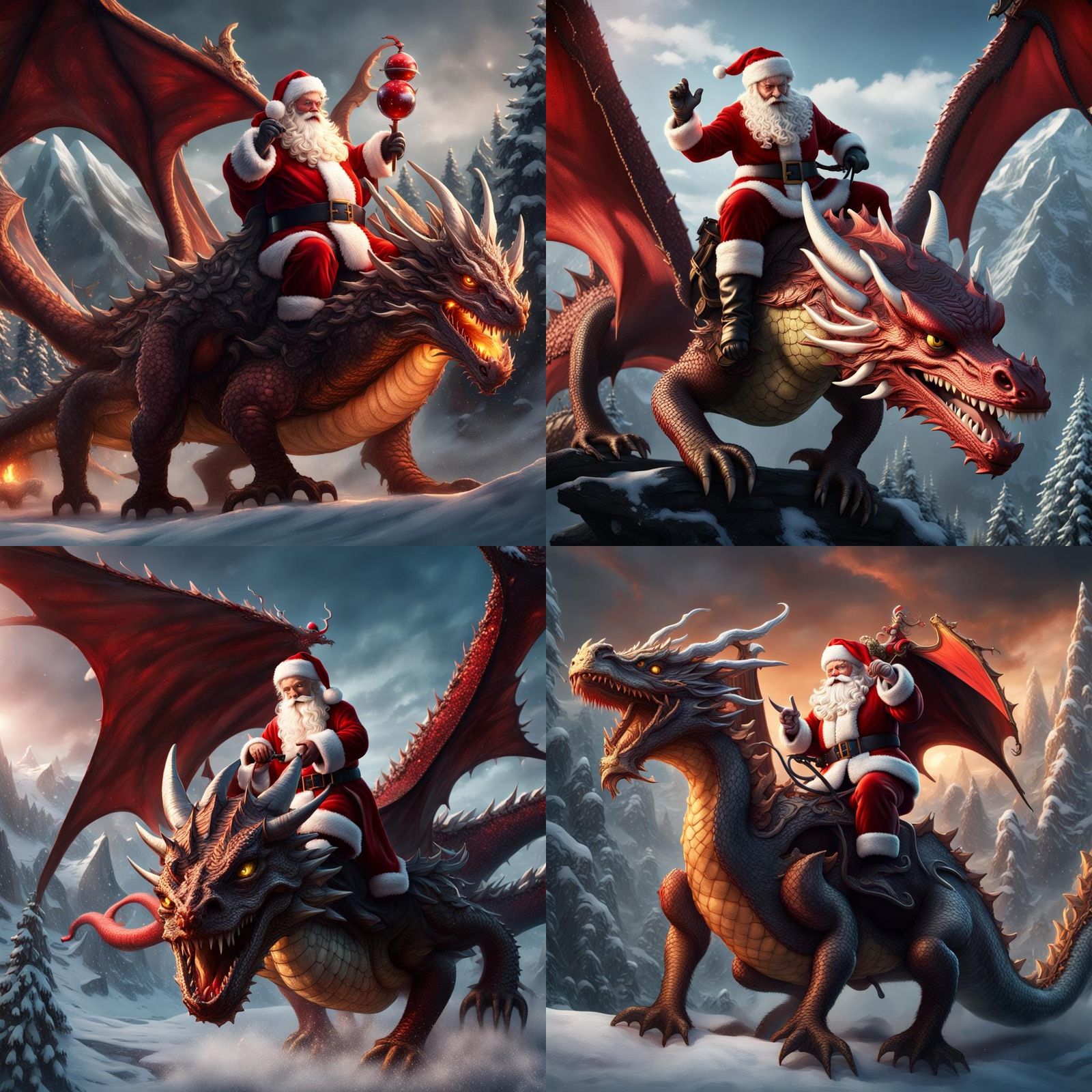 Santa Claus on Dragon: Fantasy Concept Art