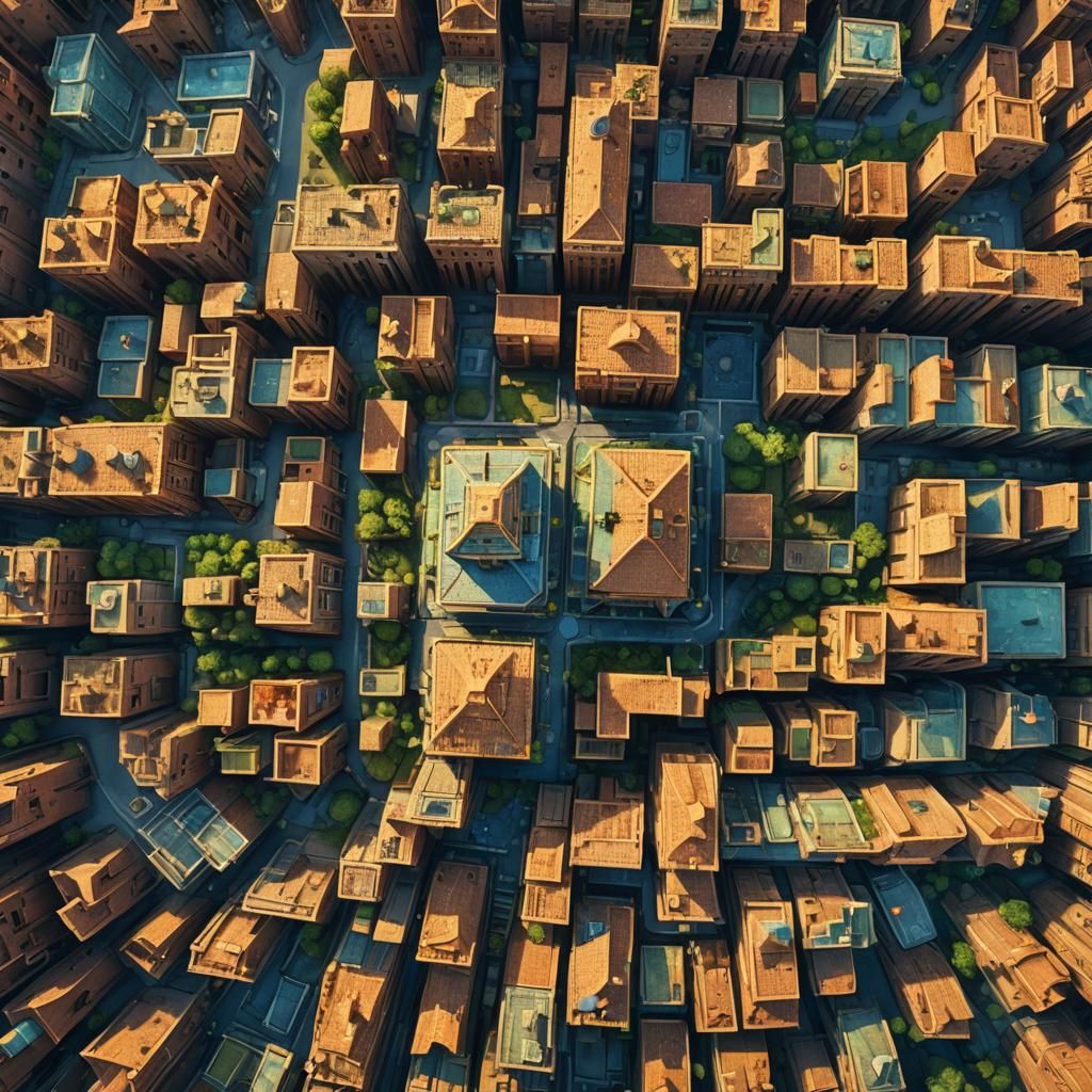Sprawling Ancient Cityscape in Matte Painting Style