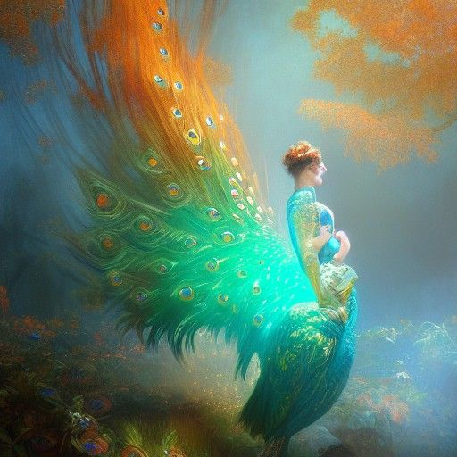Shimmering Peacock: Hyperdetailed Concept Art