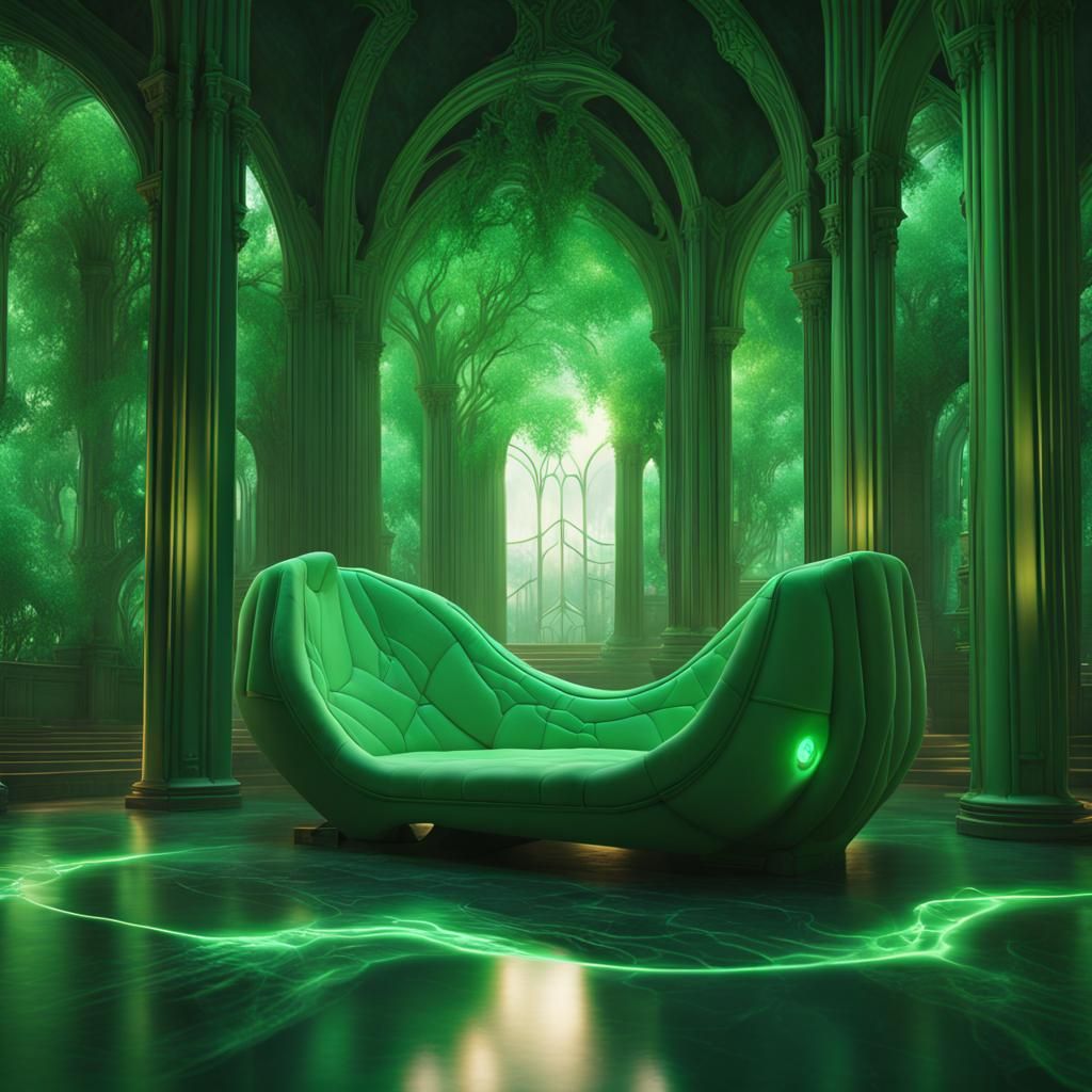 Surreal Green Fiber Optic Seat in Dream Architecture