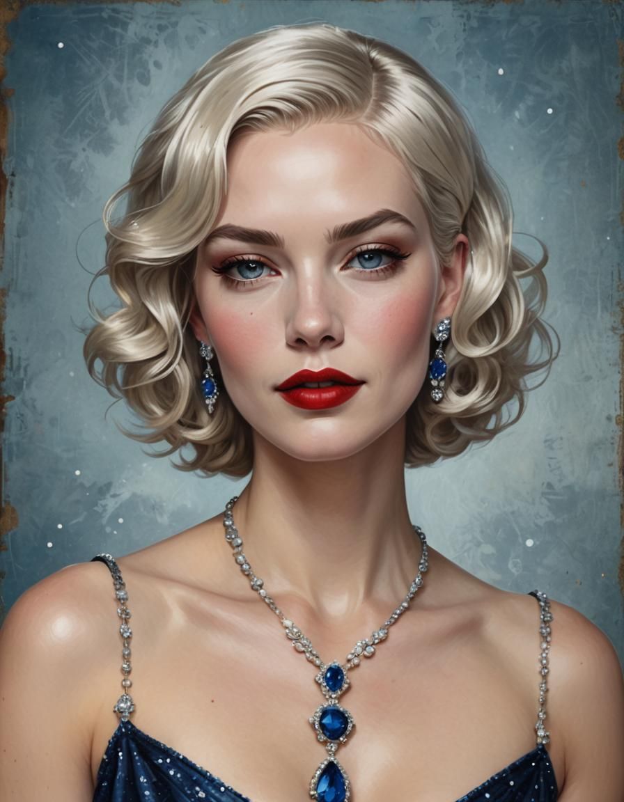 Elegant Platinum Blonde in Realistic Digital Painting