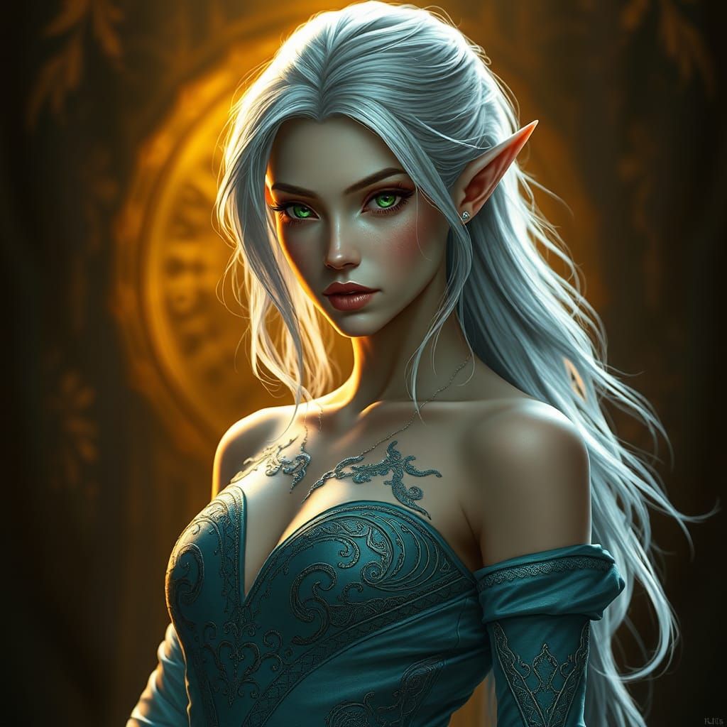 Elegant Elf Portrait in High-Fantasy Style