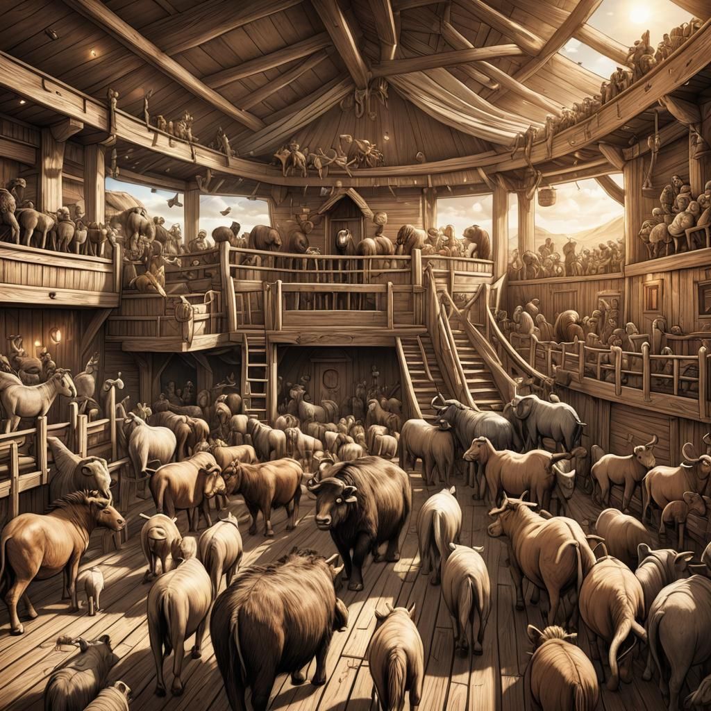 Noah's Ark: Detailed Pencil Sketch Illustration