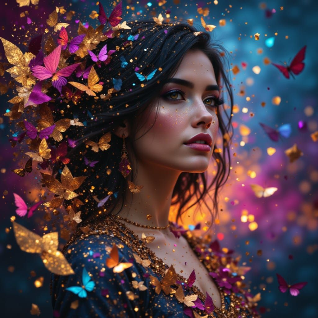 Elegant Portrait in Black and Gold Style