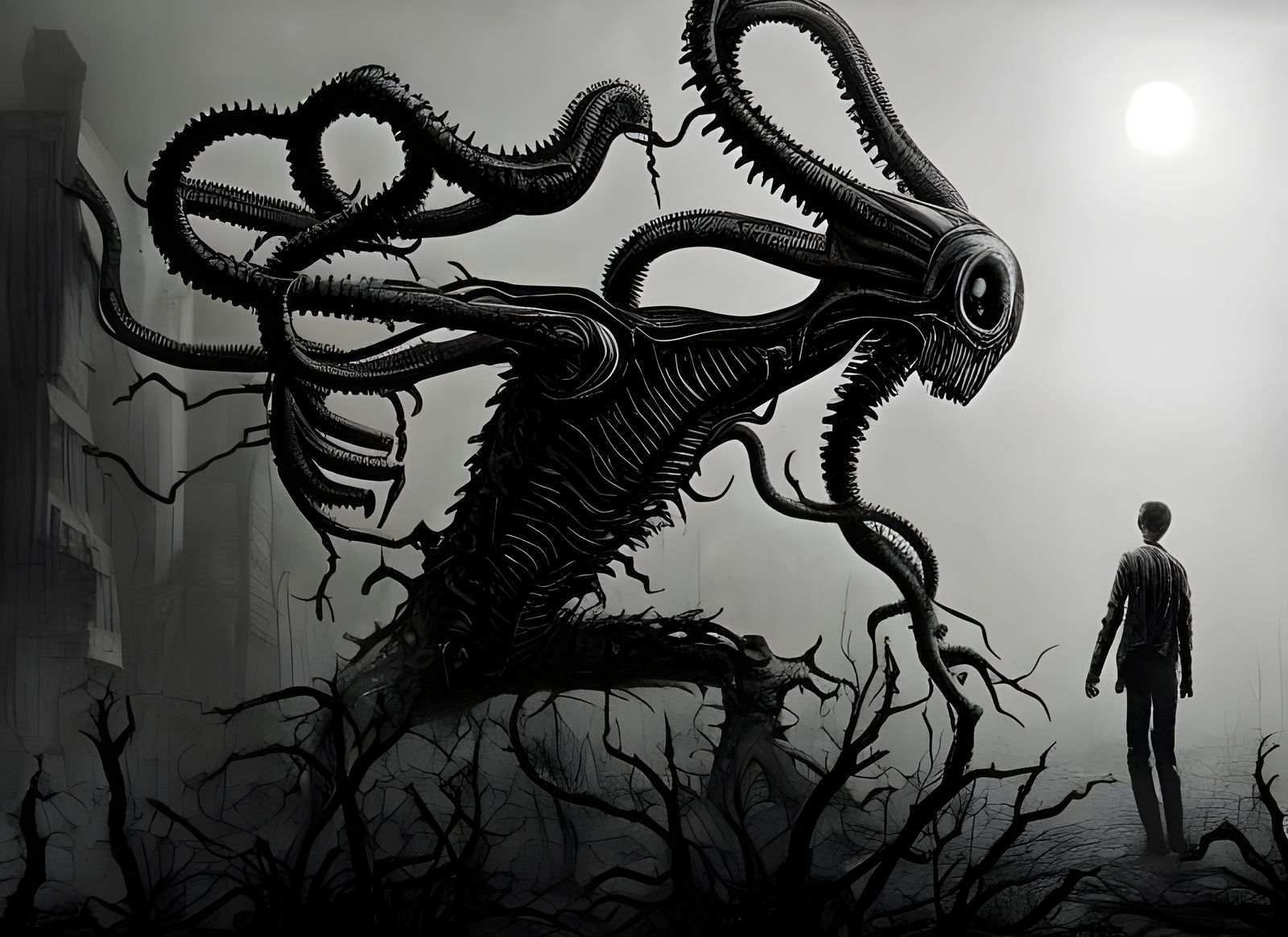 Terrifying Alien Monster in Post-Apocalyptic World