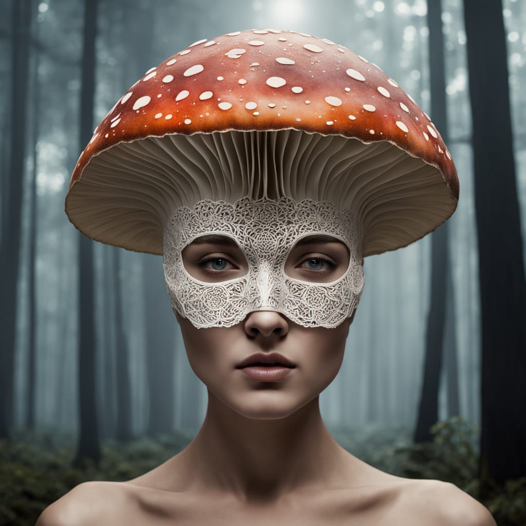 Mystical Amanita Muscaria in Cosmic Bio-Art