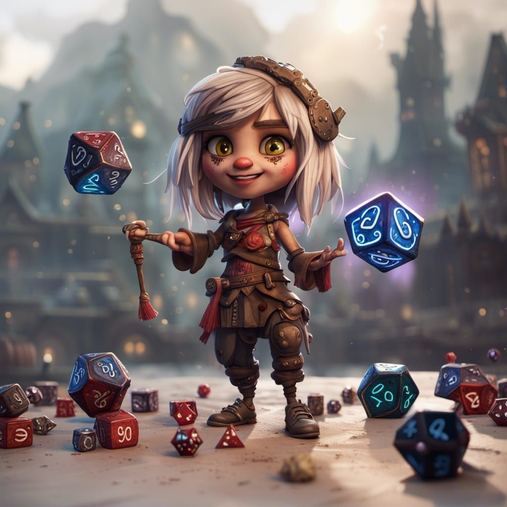 Gnome with Magic Dice: Fantasy Concept Art