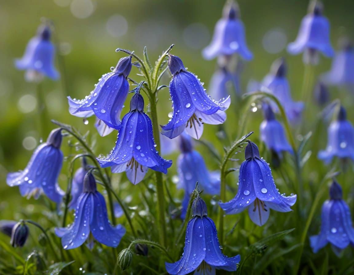 Sparkling Harebells in Alaskan Meadow
