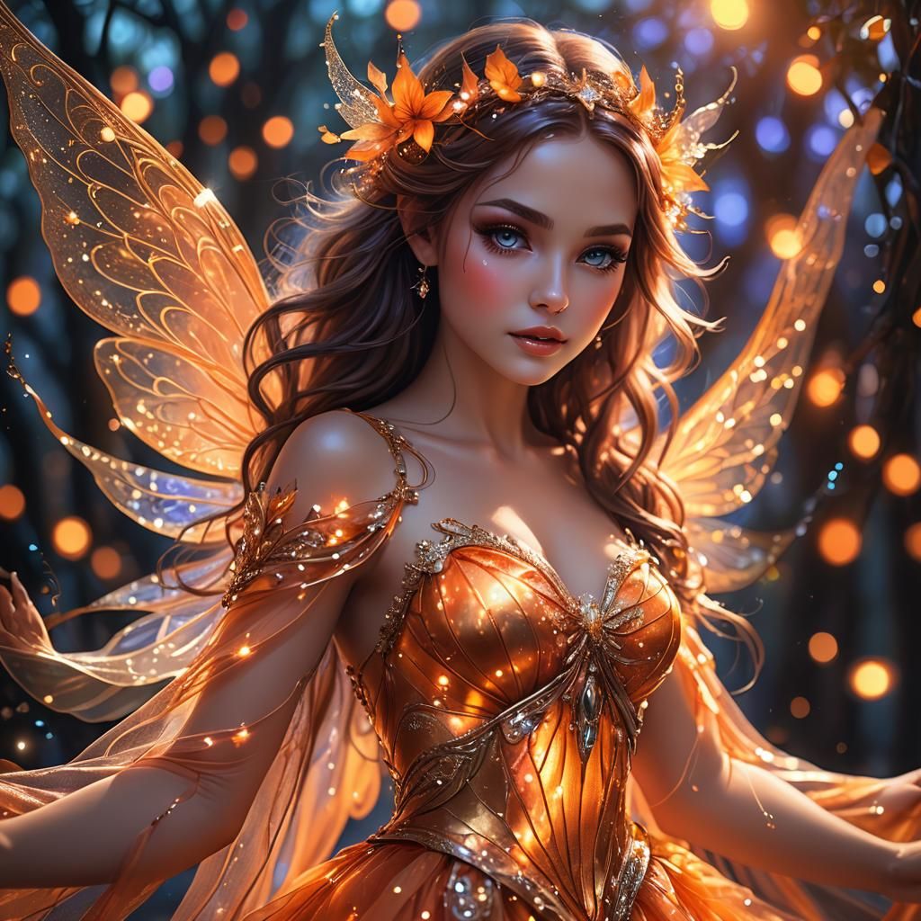 Magical Fairy with Amber Wings in Fantasy Art