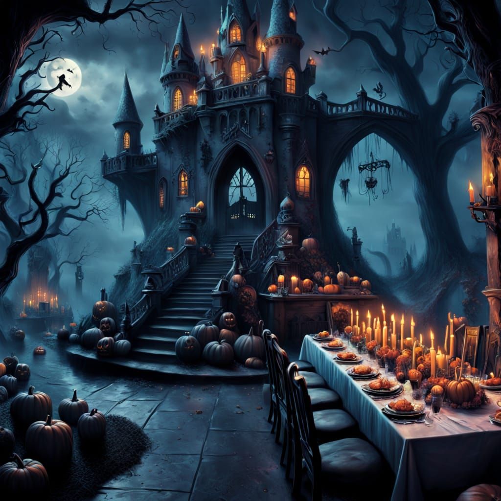 Spooky Birthday Party Digital Matte Painting