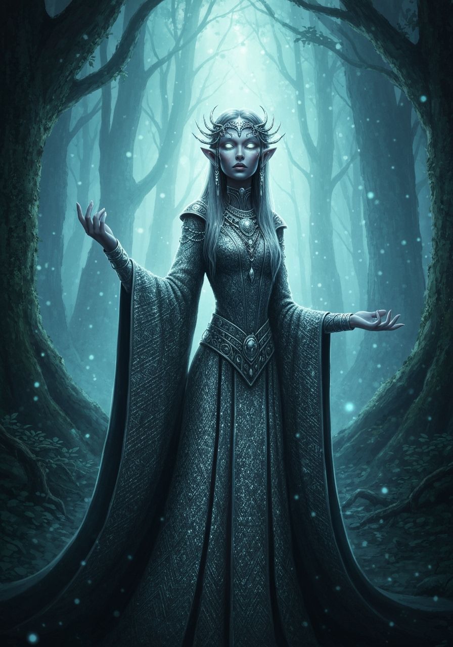 Mystical Fairy in Moonlit Forest, Digital Painting