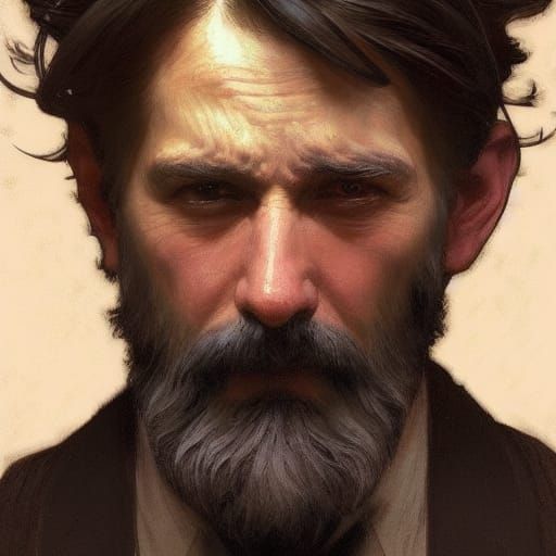 Dark-Haired Man Portrait in Impressionistic Style