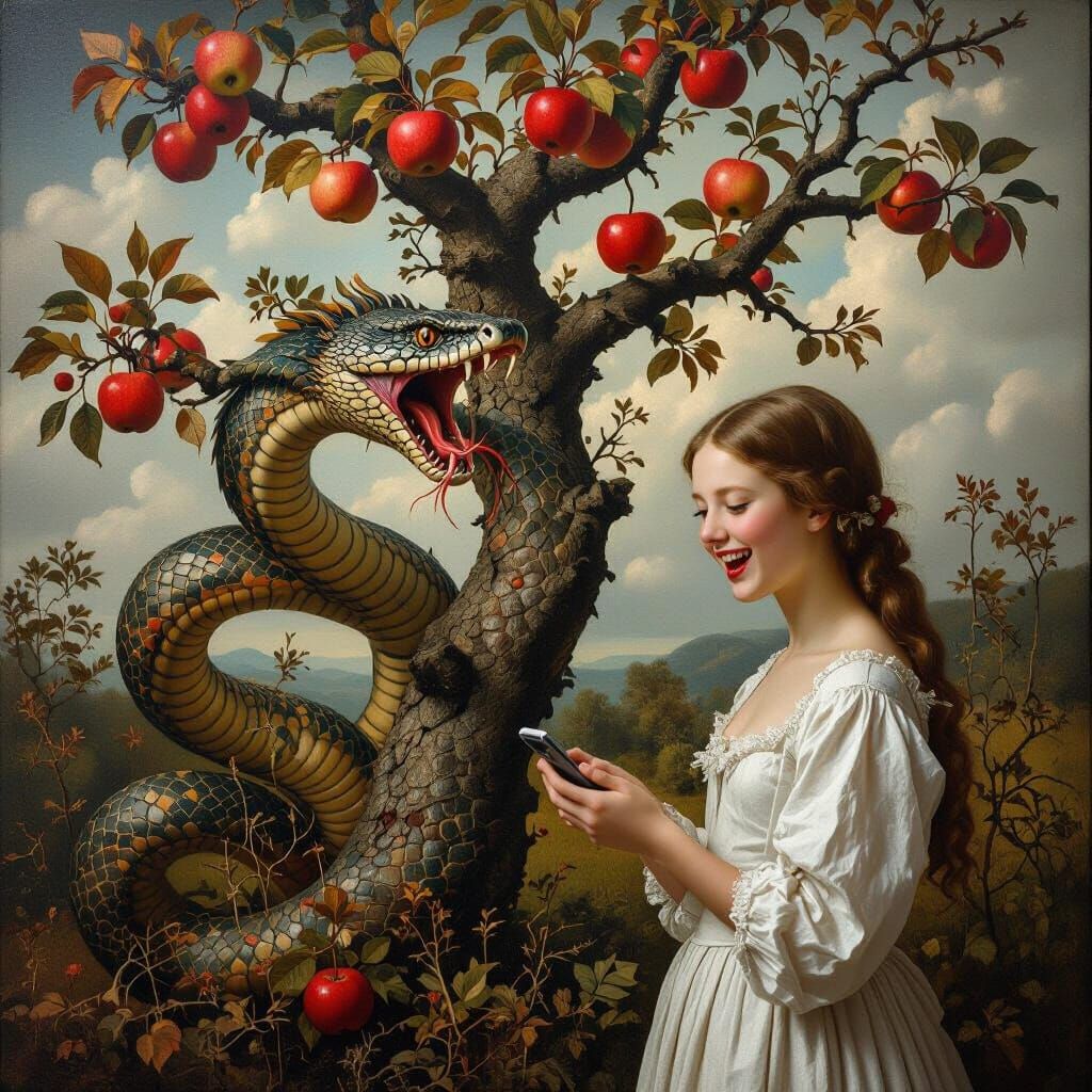 Serpent Temptation in Baroque Style