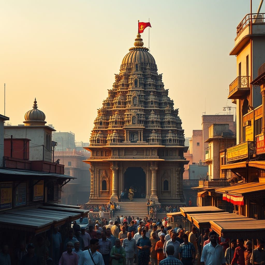 Kashi Vishwanath Temple in Varanasi, Golden Light