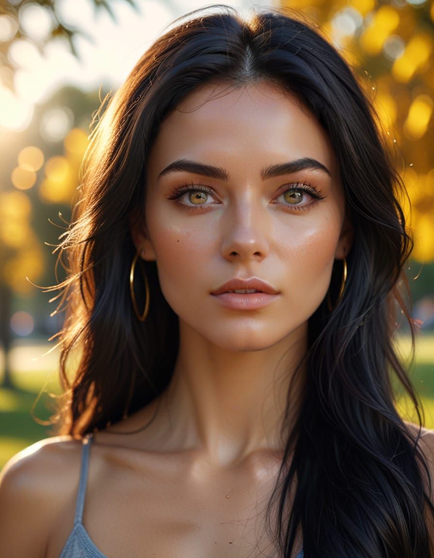 Woman Posing in Park in Photography Style