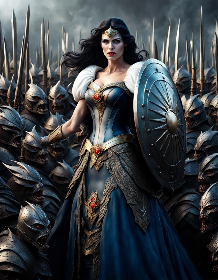 Dark Fairy-Tale Snow-White leading an army of Orcs