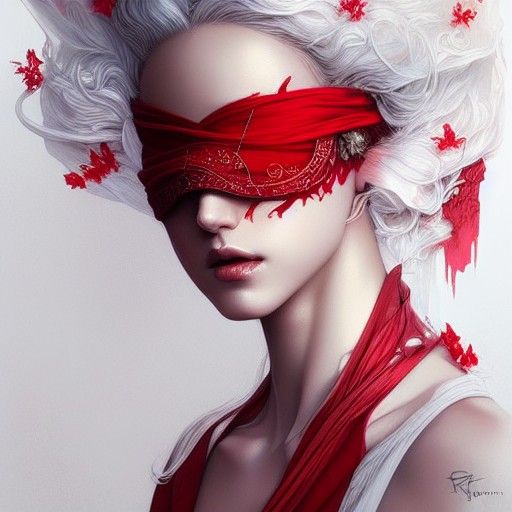 Elegant Blindfolded Goddess in Hyper-Detailed Digital Art