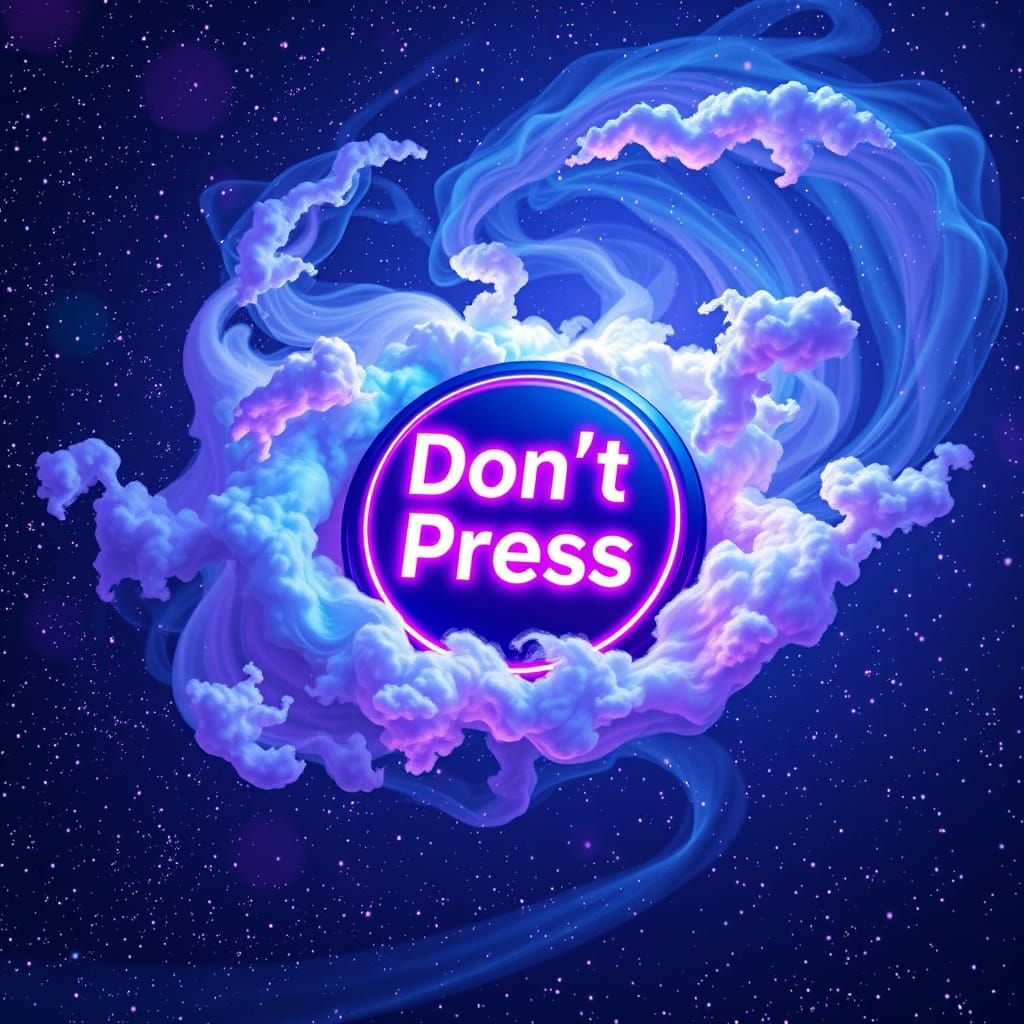 Surreal Cosmic Button in Neon Holographic Style