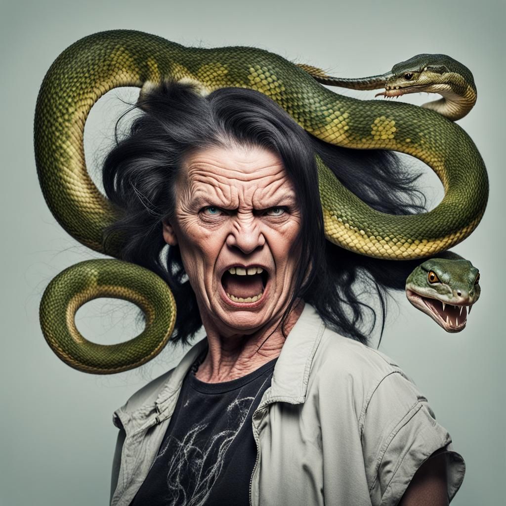 Wrathful Medusa with Serpent Hair