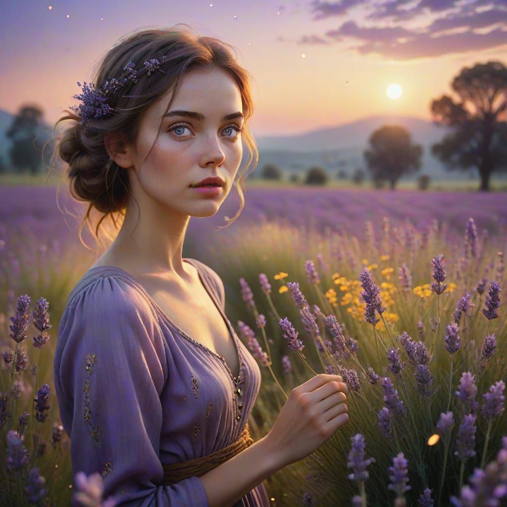 Enchanting Lady in Lavender Hues