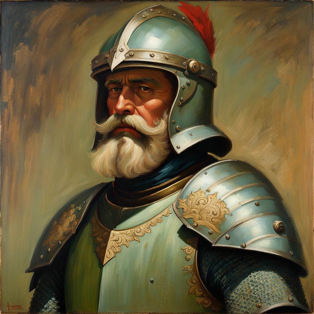 Knight in Green Armor, Oil Painting by Gurney