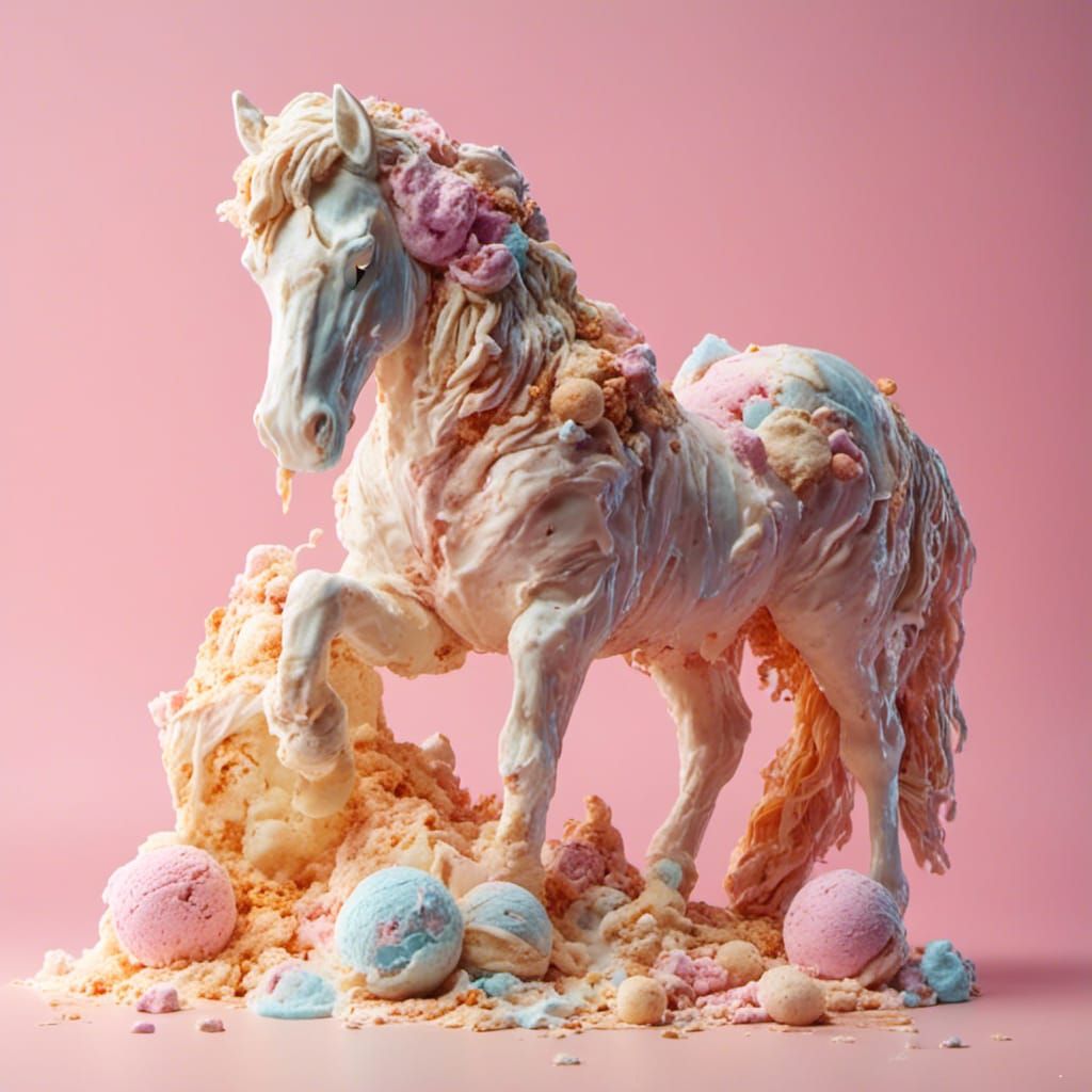 Ice Cream Horse: A Sweet AI Art Creation