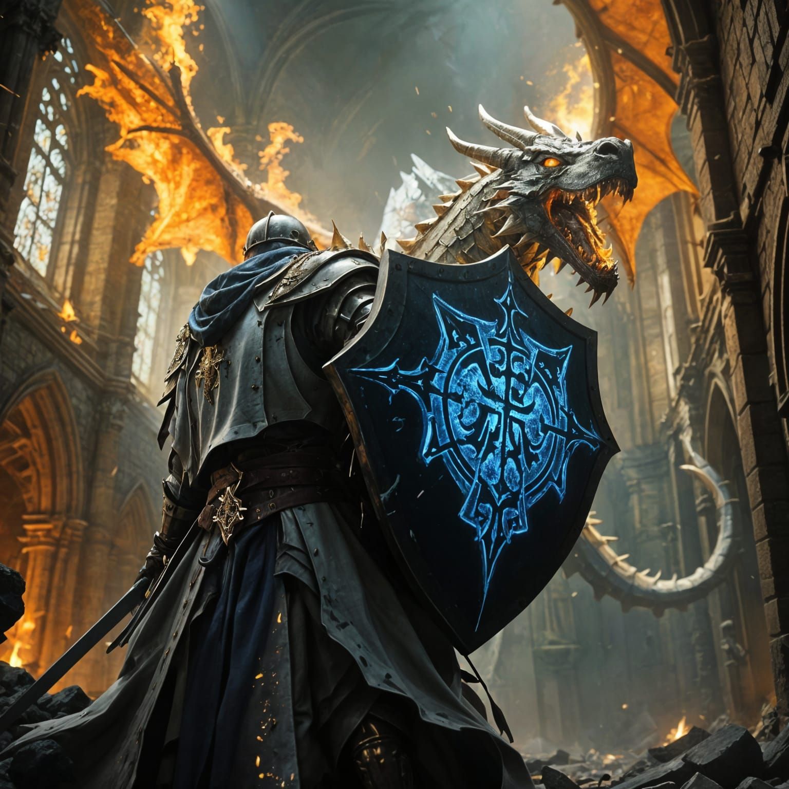 Knight in Mystic Ruins, Besieged by a Blazing Dragon