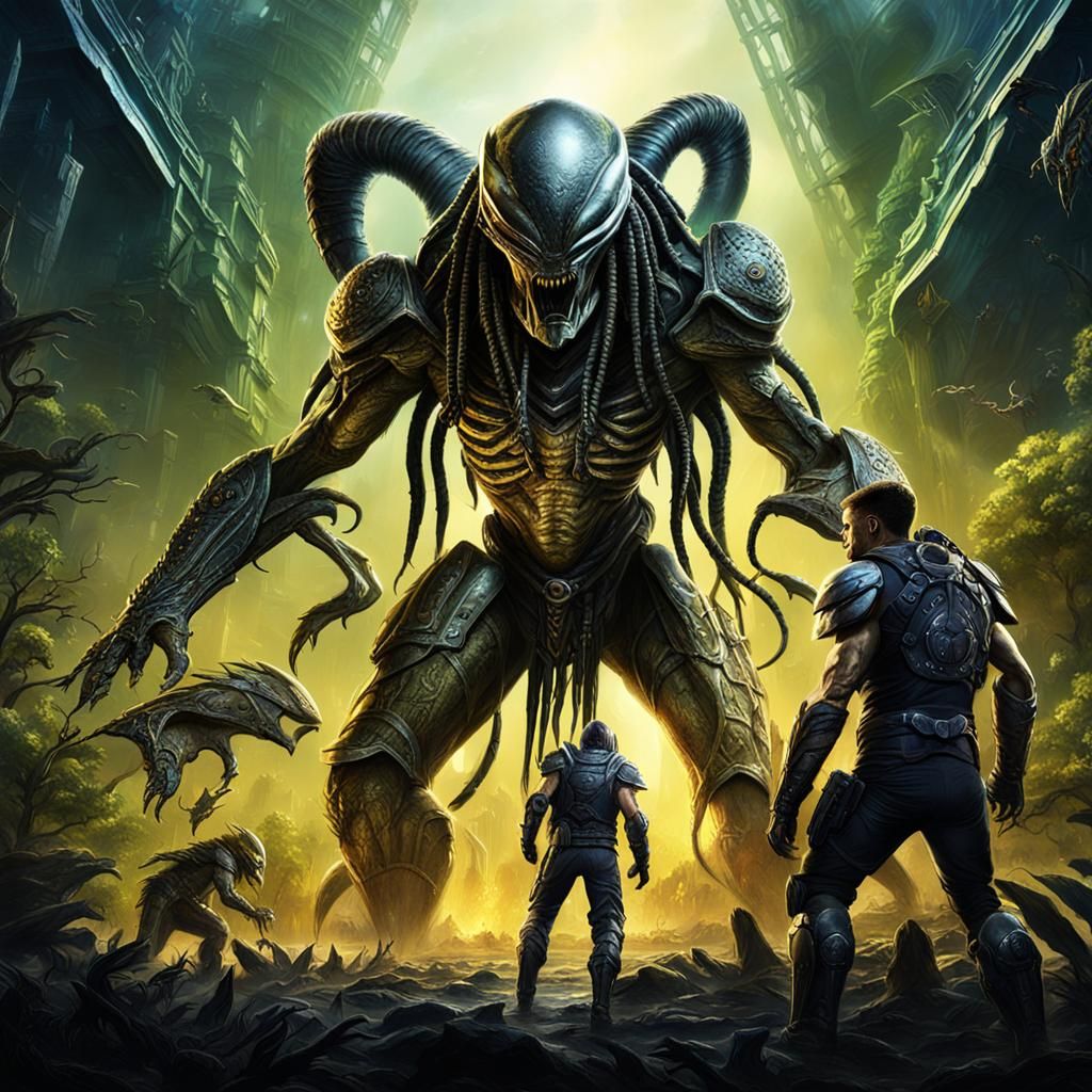 Aliens vs Predator Movie Poster in Detailed Matte Painting