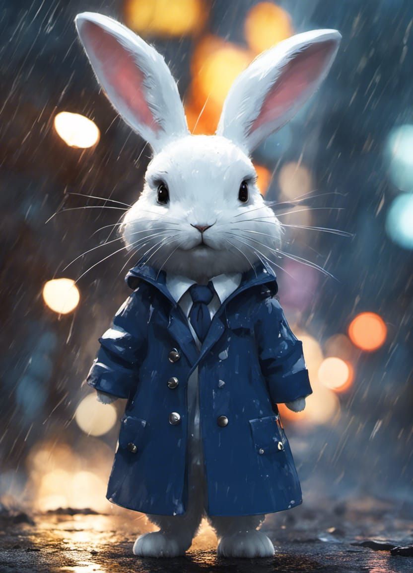 Rabbit in Raincoat: Detailed Character Portrait