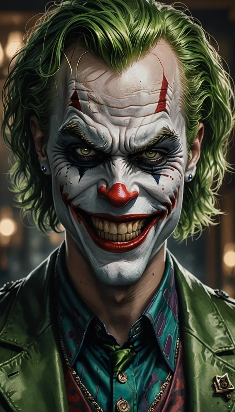 Joker Portrait in Ornate Study, Digital Painting