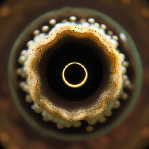 Surreal Close-up of a Morel Mushroom in Vivid Light