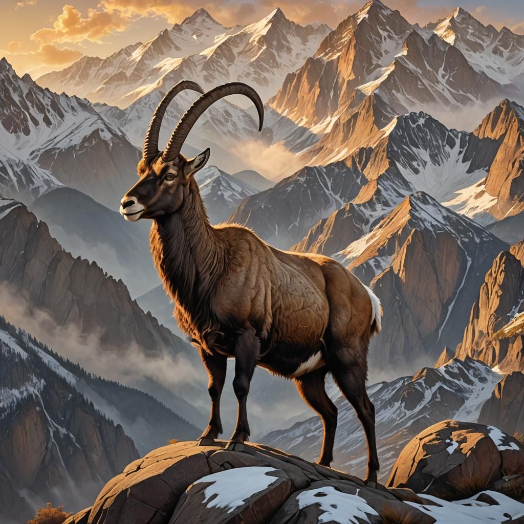 Ibex at Dawn: A Matte Painting