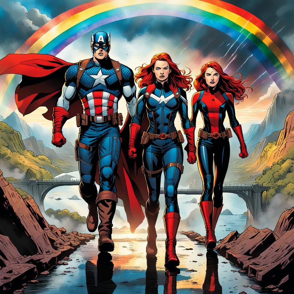 Superheroes Walk the Burning Bifrost: Comic Book Art