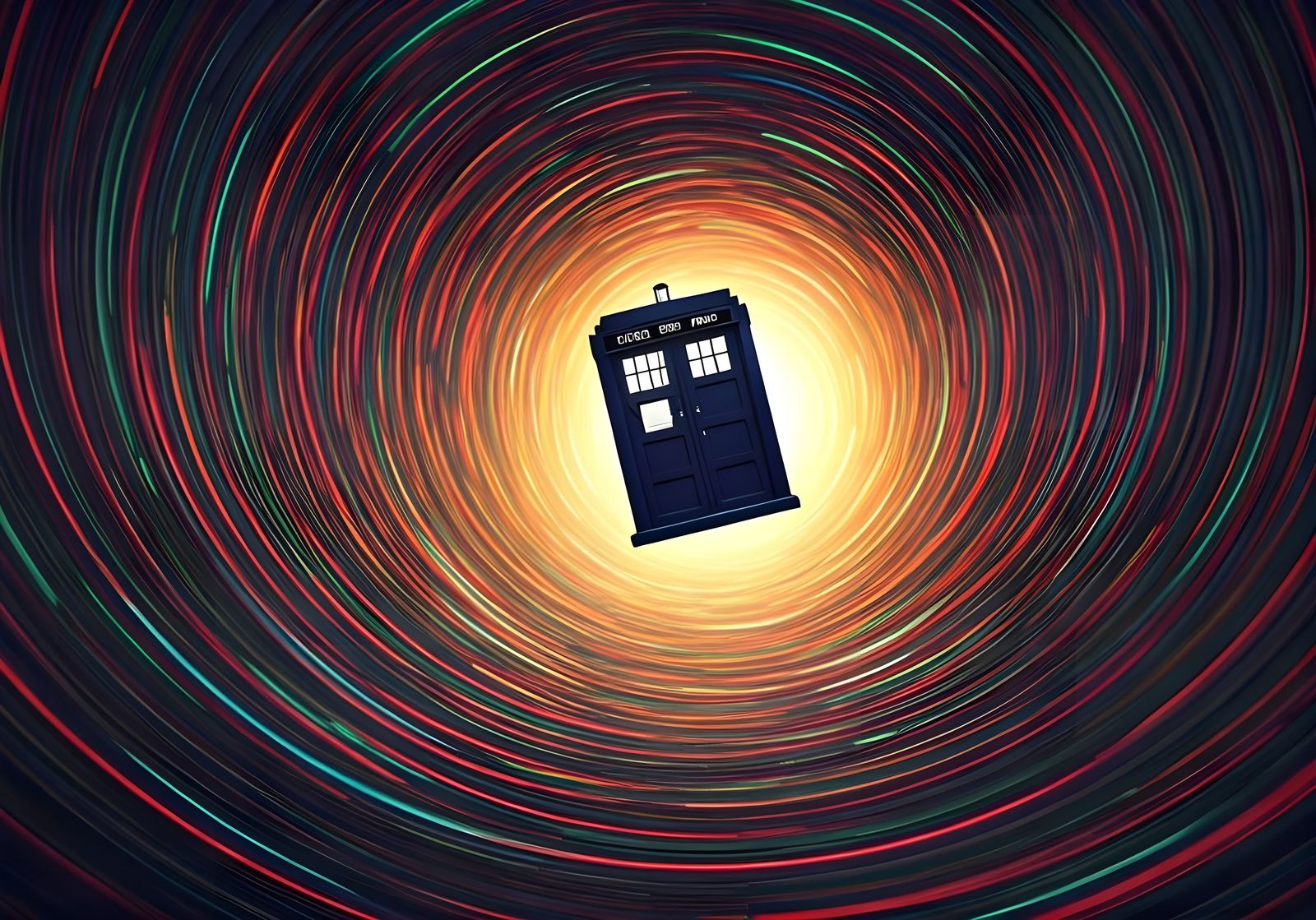 Time-Traveling TARDIS Navigates Cosmic Vortex in Vibrant Str...