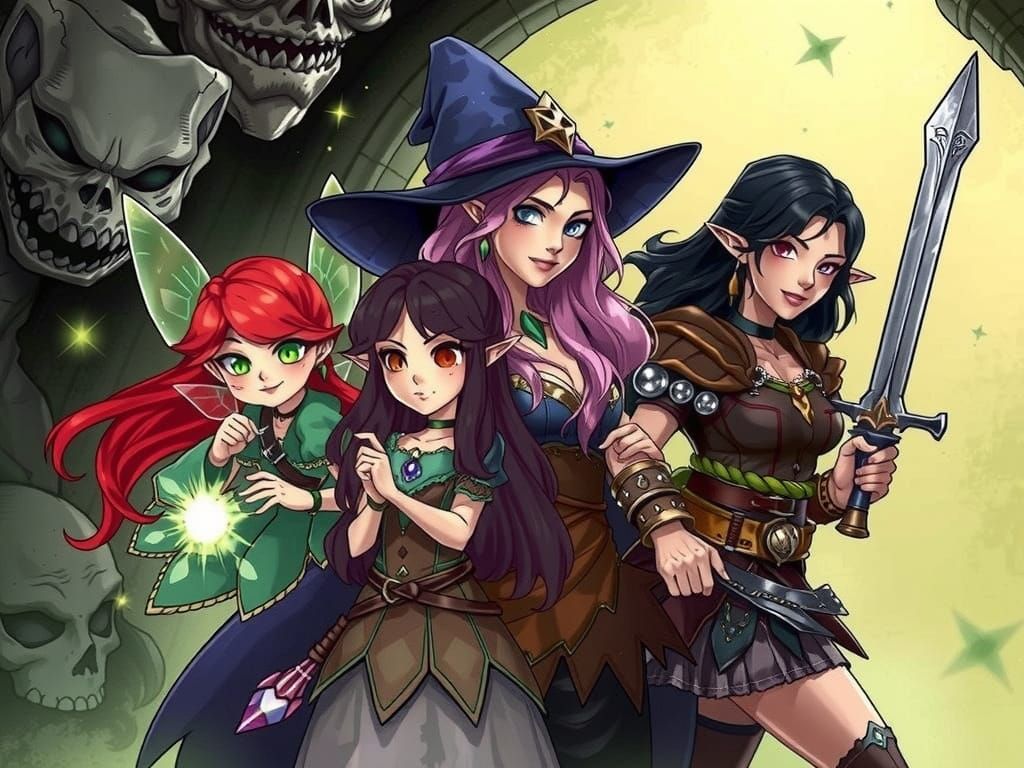 Fantasy Adventurers in a Spooky Dungeon