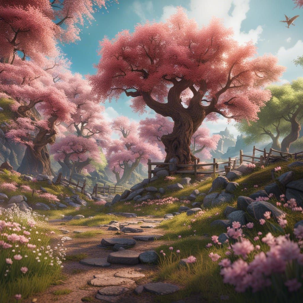 Detailed Matte Painting of a Spring Day in 8K
