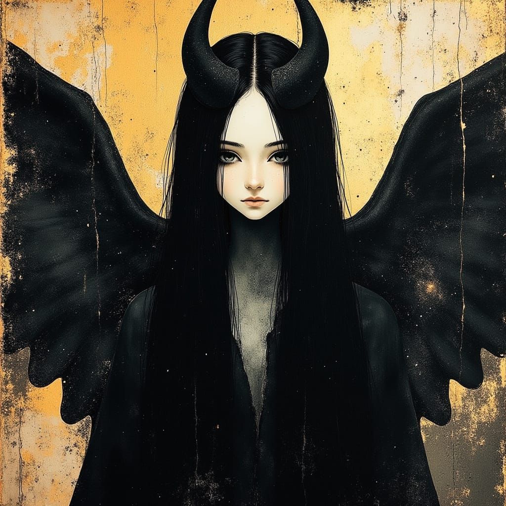 Dark Angel of War in Goya's Chiaroscuro Style