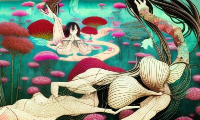 Fairytale Bed of Flowers and Herbs in Vivid Colors