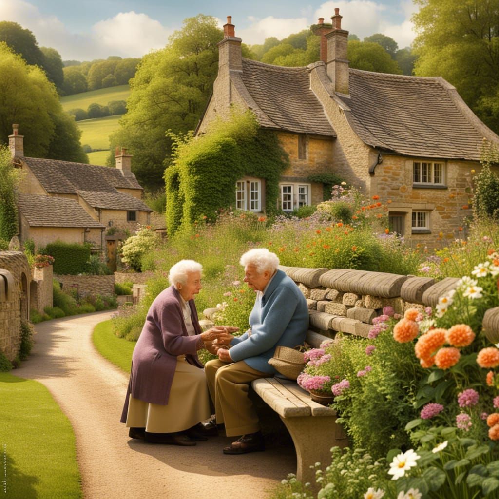 Quaint Cotswolds: Elderly Spinsters' Cottage Garden Gossip