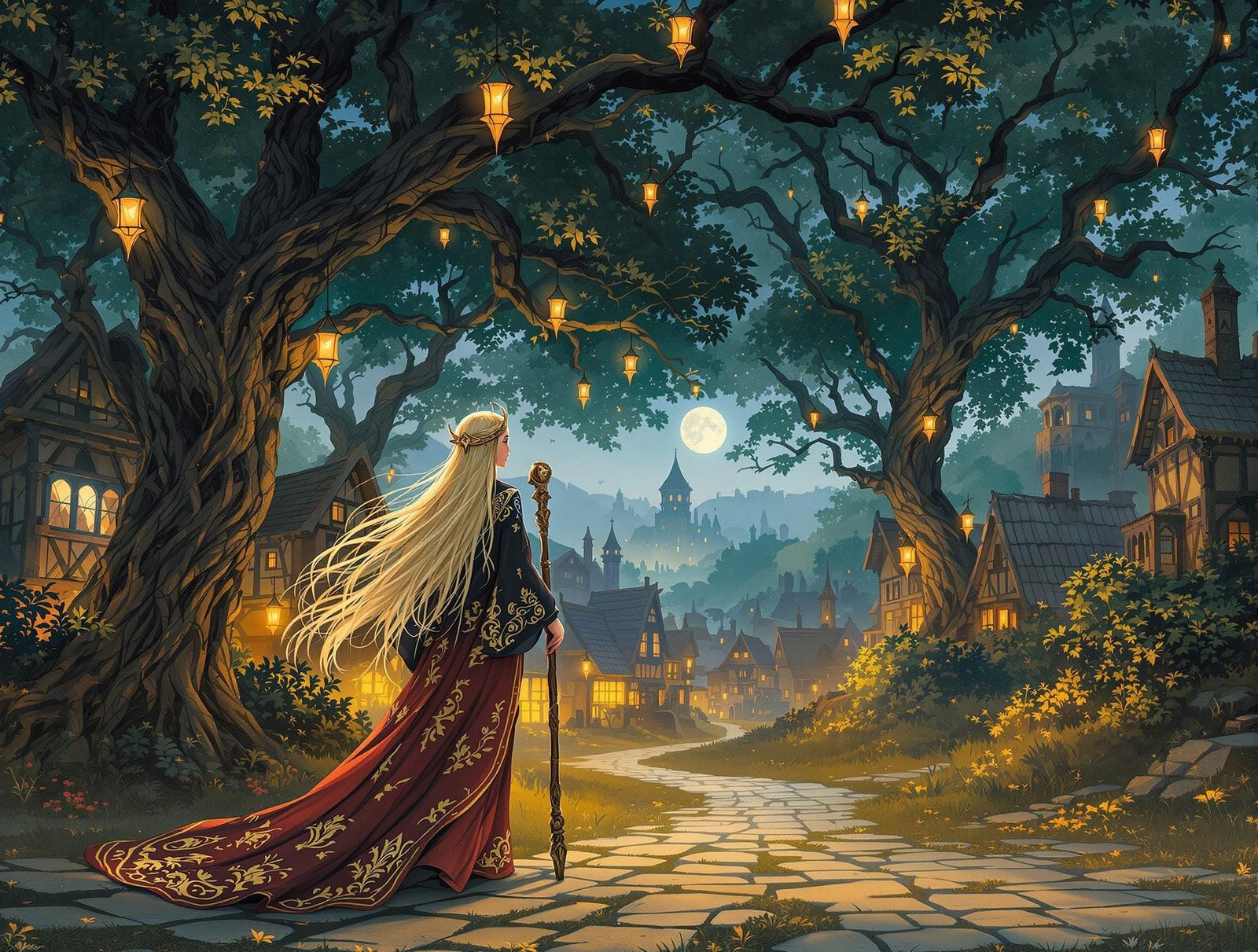 Norse Goddess Stroll in Mystical Village