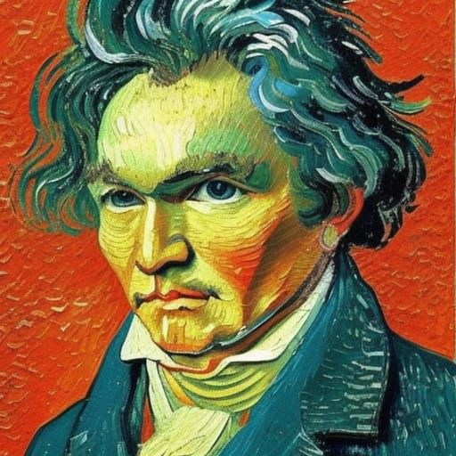 Beethoven Portrait in Neo-Impressionist Style