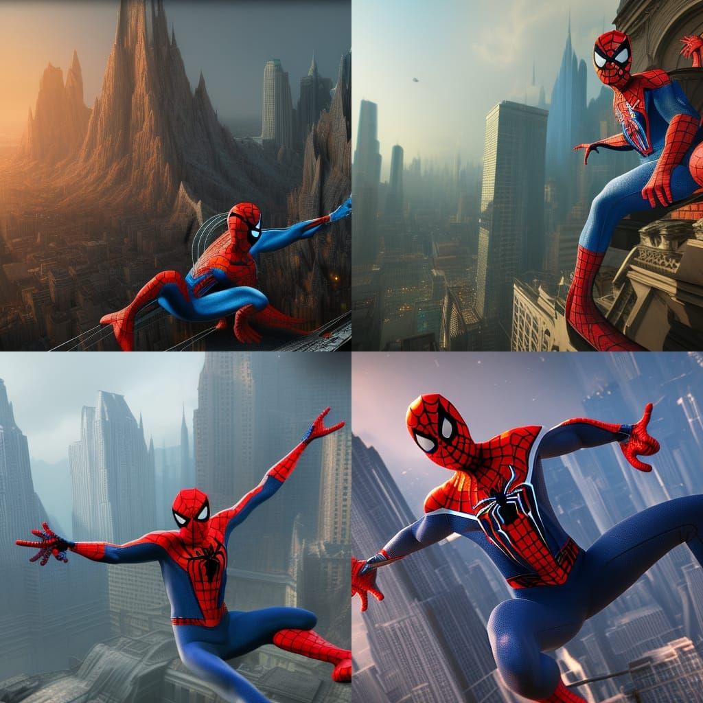 Detailed Matte Painting of Spider-Man in 8K